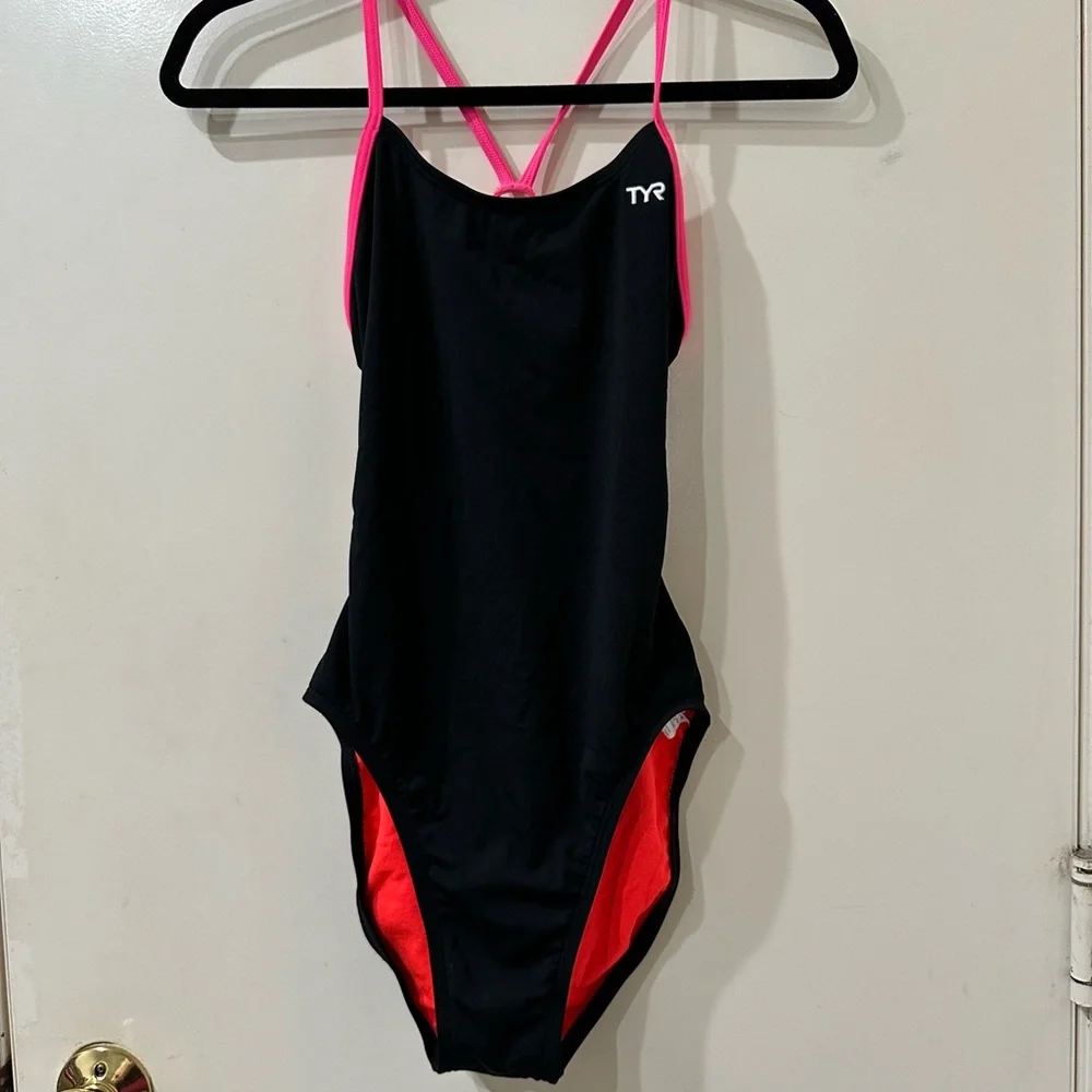 TYR Black and Pink One Piece Performance Swimsuit - Picture 7 of 7